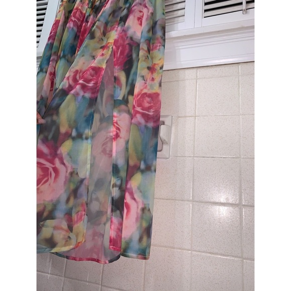 Rose Watercolor Super Maxi Skirt women’s conference floral spring feminine cute - Picture 4 of 4